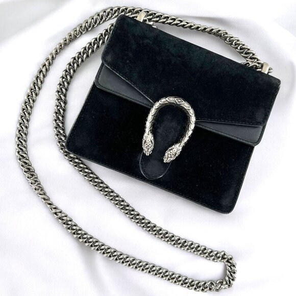 Gucci Handbags - Authentic Gucci Dionysus Black Suede/Leather Medium Shoulder Bag Handbag